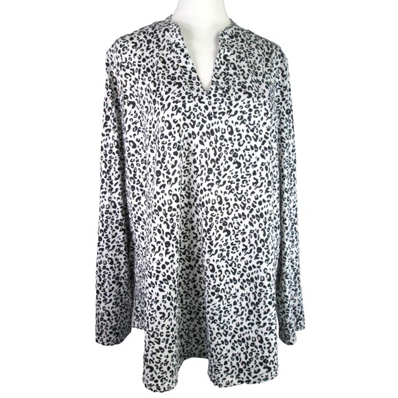 HALIFE Long Sleeve  Cheetah Top XL White Black Tan Polyester Spandex 18-410 - Picture 1 of 11